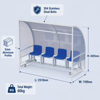 Banc de Reserves de Football Portable sur Roues avec Auvent de Protection, Bancs de Luxe en Alliage d'Aluminium, Imperméables pour l'Extérieur