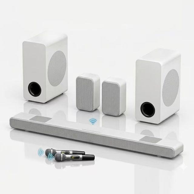 Shjiayu Factory Price 5.2 Channel Home Theater Audio System 5.0 for Wireless Subwoofer 6 Speakers Wood Design Karaoke