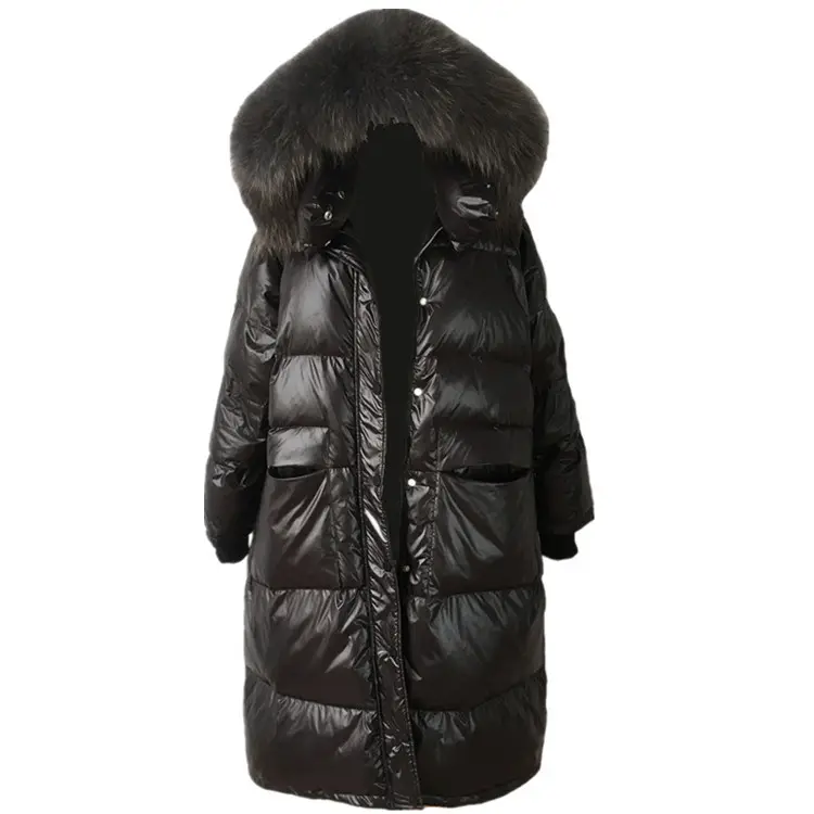 Black Downjacket Woman Warm Mink Fur Fur Trim Women Winter Expedition Down Jacket Coat