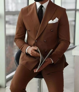 <span class=keywords><strong>Costume</strong></span> Homme Business de Soirée et Mariage de Qualité Supérieure, Fermeture Col V, Coupe Slim, 2 Pièces (Veste + Pantalon), <span class=keywords><strong>Marron</strong></span> <span class=keywords><strong>Foncé</strong></span> MS625 - Product Image 1