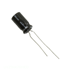 ตัวเก็บประจุแบบ Through Hole ยี่ห้อ Manufacturer Channel รุ่น UVZ1H470MED ความจุ 47uF  วัสดุอลูมิเนียม  47UF 20% 50V แบบขาเสียบเรเดียล TH - Product Image 1