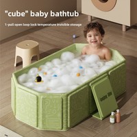 Baignoire bébé Quanqi en PVC, grande taille, pliable, tout-en-un, pour enfants de 0 à 5 ans, nouveau-nés, permettant aux bébés de s'asseoir et de se coucher