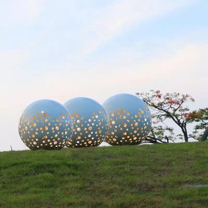 Lampes LED <span class=keywords><strong>à</strong></span> intensité variable haute efficacité pour aménagement paysager extérieur moderne de villas, cours et parcs, design <span class=keywords><strong>boule</strong></span> creuse en acier inoxydable, respectueuses des yeux - Product Image 4