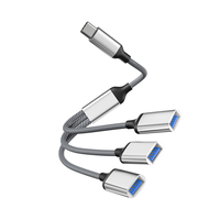 Extensiones de Hub USB 2.0 Tipo C, Cable USB de 3 Puertos, Conector Macho a Hembra OTG, Adaptador de Transferencia de Alta Velocidad, Convertidor Portátil