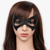 Luxe en cuir noir demi oeil de chat Costume masque Halloween Cosplay déguisement maquillage mascarade accessoires de fête