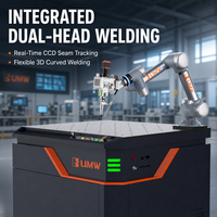 Mesin Las Fiber Laser 1500W dengan Lengan Robot Cobot Dua Kepala untuk Pengelasan Logam Baja Aluminium Otomatis