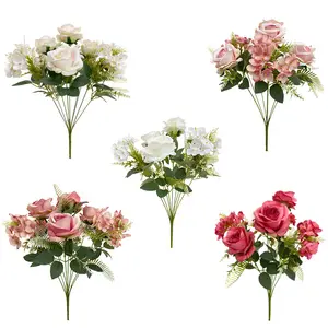 Real Touch 48cm Artificial Plants Silk Rose Flower With Long Stem For Wedding Party Decor