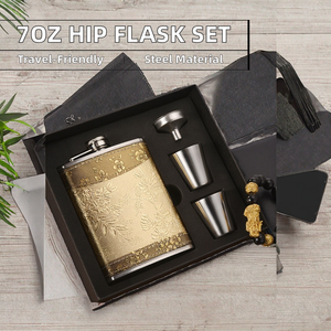 Ensemble de gourde russe en acier inoxydable portable de 7 oz/8 oz, forme carrée, bouteille à vin, pot à liqueur, vaisselle pour les voyages, cadeaux pour hommes - Product Image 2