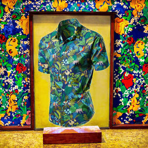 Stock Men's Summer Casual Knitted 100% Polyester Short Sleeve Vacation <b>Shirt</b> <b>Tropical</b> Floral Print Turn-Down Collar Breathable - Product Image 3