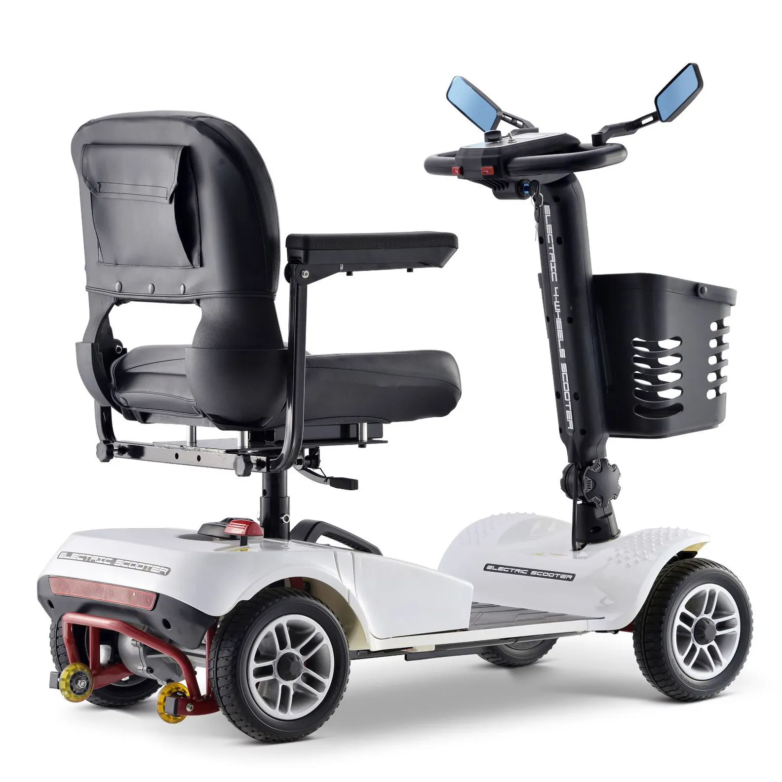 Scooter PILEYK para pessoas pesadas com deficiência, scooters para deficientes, scooter auto dobrável leve e desativado com cesta