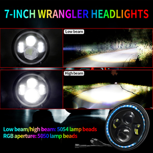 ไฟหน้า LED 7นิ้วแบบวงแหวน RGB H4 H13โปรเจคเตอร์ RGB หลากสีไฟหน้าสำหรับ Jeep Wrangler Tj Jk - Product Image 5