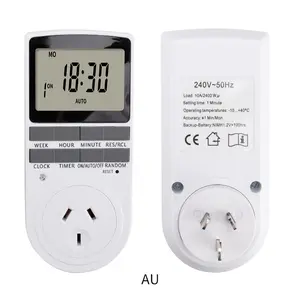 Soket timer layar besar standar Australia, timer elektronik rumah tangga dengan pengatur waktu siklus cerdas