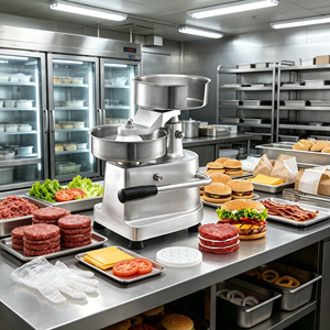 Máquina para Hamburguesas 3 en 1, Formadora de Hamburguesas de Acero Inoxidable para Hoteles, Cantinas y Restaurantes de Comida Rápida - Product Image 1