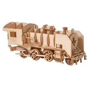 โมเดลรถไฟไอน้ำทำจากไม้แบบ DIY ใหม่ปริศนา3D ของเล่นงานฝีมือสำหรับเด็กและผู้ใหญ่