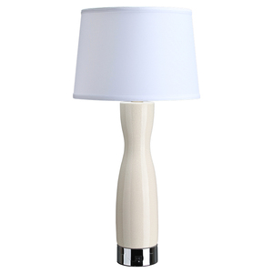 Modern <b>White</b> Linen Lampshade <b>Table</b> Lamp for Home & Hotel Bedroom Electric <b>Bedside</b> Ceramics with <b>White</b> Shade Home Decor - Product Image 5