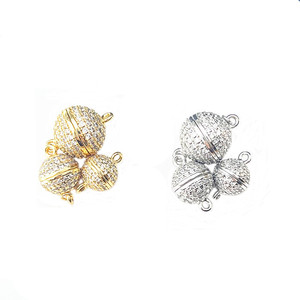 Cierre magnético para collar, circonita redonda, chapado en cobre, oro y plata, para hacer collares, accesorios de joyería - Product Image 2