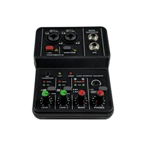 Q12 Mixer Audio profesional, konsol Audio rekaman Studio komputer 48V 2 saluran untuk Studio rekaman Karaoke rumah