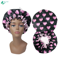 Bonnet de douche en satin à double couche avec logo personnalisé, bonnet de nuit populaire, bonnet de cheveux en satin de designer, grand bonnet