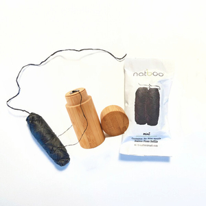 Fil dentaire en soie naturelle biodégradable écologique, emballage en tube de bambou, saveurs variées menthe pêche, pour usage domestique - Product Image 1