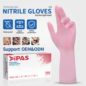 Gants en nitrile jetables roses à manches longues de 12 pouces pour le nettoyage des toilettes, la vaisselle et l'usage domestique - Product Image 5