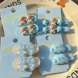 Pinzas para el Cabello con Diseño de Oso y Corazón, Estilo Coreano, 2 Piezas/Juego, Serie Azul, Lindas, Accesorios para Niñas, Dibujos Animados, Venta al Por Mayor - Product Image 2