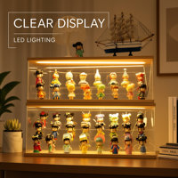 Support d'affichage LED en acrylique transparent double couche, personnalisable, pour figurines Pop Mart, boîtes mystères, bijoux et petits articles