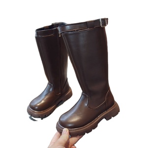 Bottes de printemps pour filles, bottes en cuir à tige haute, chaussures à fermeture éclair pour enfants, chaussures mi-mollet, chaussures d'hiver pour bébés filles - Product Image 1