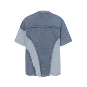 <span class=keywords><strong>T</strong></span>-<span class=keywords><strong>shirt</strong></span> da <span class=keywords><strong>uomo</strong></span> estiva casual deconstruita, girocollo, a maniche corte, in puro cotone traspirante, con orlo grezzo e inserti a contrasto, vestibilità ampia e di tendenza - Product Image 3