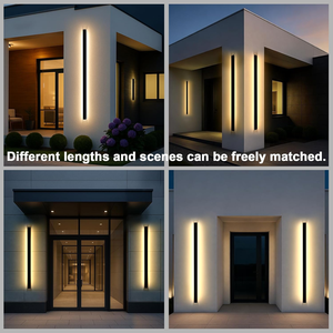 Exterior Wall <strong>Lights</strong> for House Long Strip Outdoor <strong>Light</strong> Wall Fixture <strong>Sconce</strong>, Dimmable Black Wall Mount Lighting for Porch Garage - Product Image 2