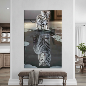 Toile imprimée élégante avec motif de chat et de tigre : Décoration moderne pour la maison, TOILE ENVELOPPEE - Product Image 3