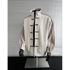 Chaqueta Bomber con Hebilla <span class=keywords><strong>de</strong></span> Estilo Chino, para <span class=keywords><strong>Hombre</strong></span>, Primavera-Otoño, Moda Retro, Cuello Alto, Exterior <span class=keywords><strong>de</strong></span> Poliéster, Diseño <span class=keywords><strong>de</strong></span> Corazones - Product Image 4