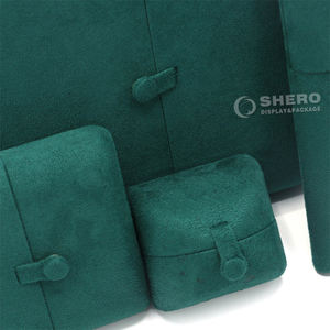 กล่องใส่เครื่องประดับแบบเปิดสองด้าน ทำจากหนัง PU สีเขียว พร้อมโลโก้สั่งทำ สำหรับแหวน จี้ สร้อยข้อมือ กำไล สร้อยคอ - Product Image 1