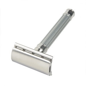 มีดโกนหนวดแมนนวลทำจากเงินสำหรับผู้ชาย,ใบมีดโกนสองด้านแบบดั้งเดิม - Product Image 5