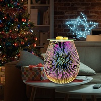 Lampe chauffe-cire électrique 3D en verre, design Feux d'artifice, pour cire parfumée, veilleuse et décoration d'aromathérapie pour la maison et la chambre