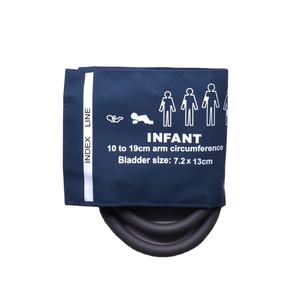 Alta calidad reutilizable 10-19cm azul doble tubo infantil <span class=keywords><strong>NIBP</strong></span> manguito Nylon presión arterial puños - Product Image 1