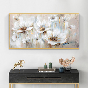 Decorazioni per la casa <span class=keywords><strong>fiori</strong></span> bianchi dorati astratti pittura a olio fatta a mano <span class=keywords><strong>su</strong></span> <span class=keywords><strong>tela</strong></span> immagini a parete dipinte a mano grande arte della parete - Product Image 4