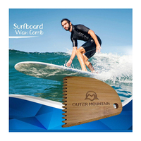 Peigne à cire pour planche de surf - Grattoir à cire en bambou et dissolvant de cire pour planche de surf - Cadeau pour surfeur