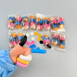 Poederloze geelroze antislip latex vingerhoesjes met laag chloorgehalte, antistatisch en ESD - Product Image 3