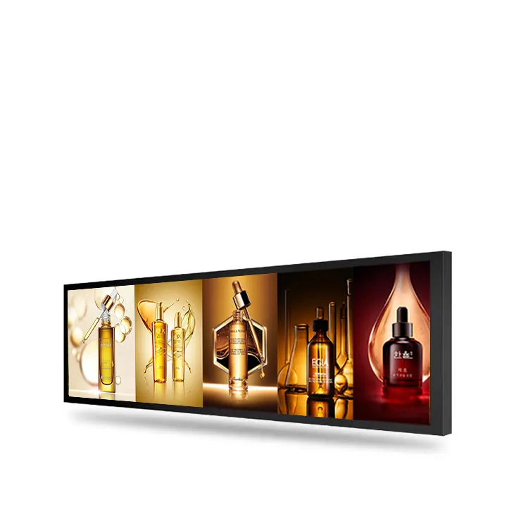 90 Wattsinition Shelf Edge Stretch Slightdisplay Billboard LCD Strip Display pour Supermwooden Black Indoor Screen SDK 1920*360