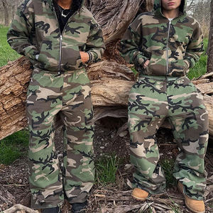 Custom Camo Print Sweatsuit Set High Quality <b>Zip</b> <b>Up</b> <b>Hoodie</b> And Pants Set Vintage Street Tracksuits - Product Image 1