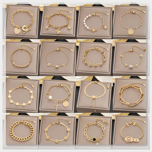 Лидер продаж, ювелирные изделия из нержавеющей стали, оптовая продажа, 18 позолоченных женских браслетов из нержавеющей стали, змеиные кости, женские - Product Image 1