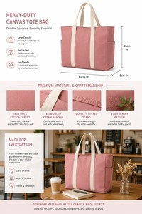 Large <b>Canvas</b> <b>Tote</b> Bag Multi Color Block Oversized Cotton Reusable Everyday Shoulder Handbag with Pocket for Work Travel Gym - Product Image 5