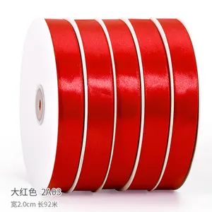 Red ribbon polyester Packing Gift Satin Wholesale Roll Ribbons