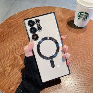 Custodia per telefono con carica magnetica di lusso per S24 Ultra S23 FE S22 Plus <span class=keywords><strong>S21</strong></span> Note 20 <span class=keywords><strong>Cover</strong></span> morbida trasparente - Product Image 4