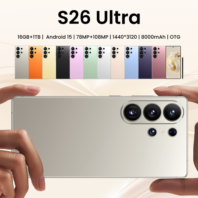 2026 New Arrival 5G Smartphone 120Hz AMOLED Screen 16GB+1TB 108MP Camera Android 14 Cell Phone Unlocked