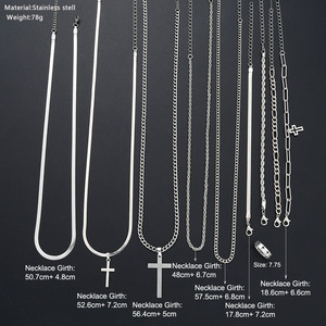 HZS-70 Juego de Joyería de Moda Plateada para Mano, Dedo y Cuello, Elegante Juego de Pulsera, Anillo y Collar de Acero Inoxidable con Cruz para Mujeres y Chicas - Product Image 4