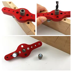 Plantilla de guía de perforación para agujeros de espiga de madera, juego de herramientas de bolsillo para muebles, conexión rápida