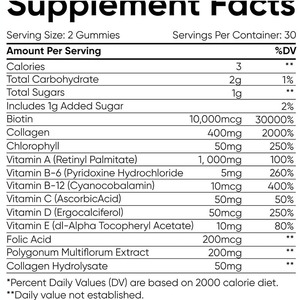 Gomitas de biotina 10 000 Mcg para mujeres y hombres (60 unidades)-2x biotina de máxima fuerza para el crecimiento del cabello piel y uñas-Sin Gluten - Product Image 5