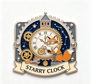 Pin de Solapa Coleccionable de Metal Esmaltado Personalizado con Diseño de Zorro de Dibujos Animados y Reloj para Promoción de Eventos de Marca - Product Image 4