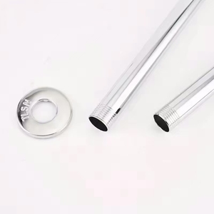 Prix de gros Pomme de douche ronde en acier inoxydable chromée Bras de douche mural avec tube fixe-Accessoire de robinet de salle de bain - Product Image 3
